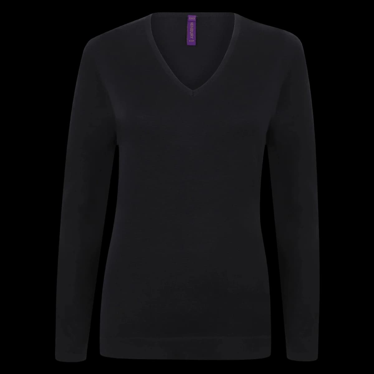 Henbury Ladies Lightweight Cotton Acrylic V Neck Sweater — front