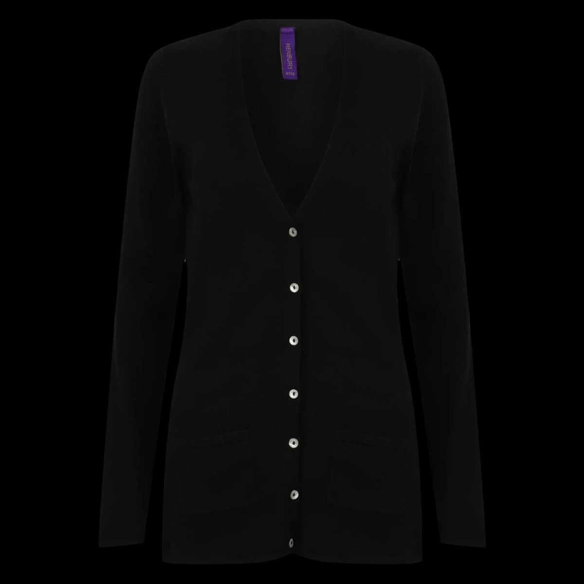 Henbury Ladies Cotton Acrylic V Neck Cardigan — front
