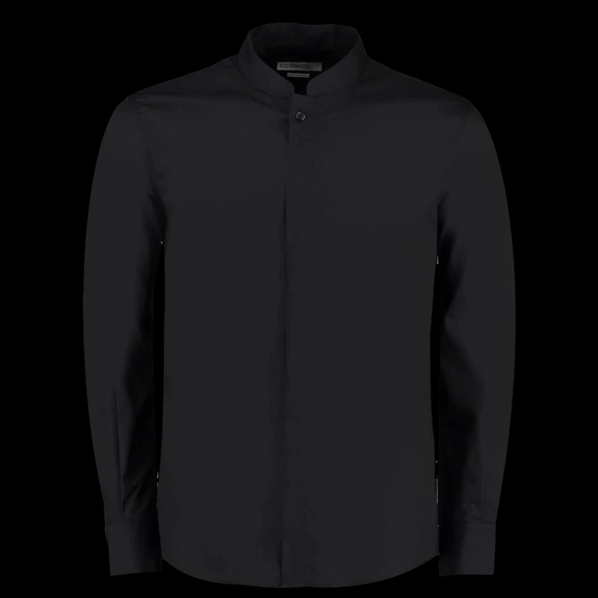 Kustom Kit Long Sleeve Tailored Mandarin Collar Shirt — front
