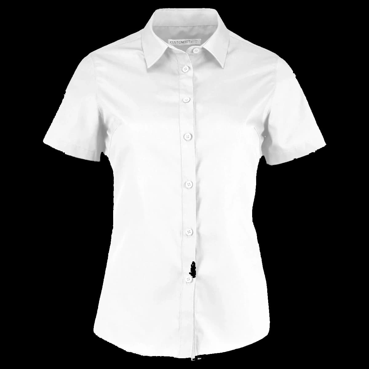Kustom Kit Ladies Short Sleeve Tailored Poplin Shirt — front
