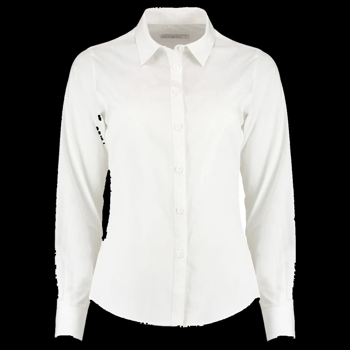 Kustom Kit Ladies Long Sleeve Tailored Poplin Shirt — front