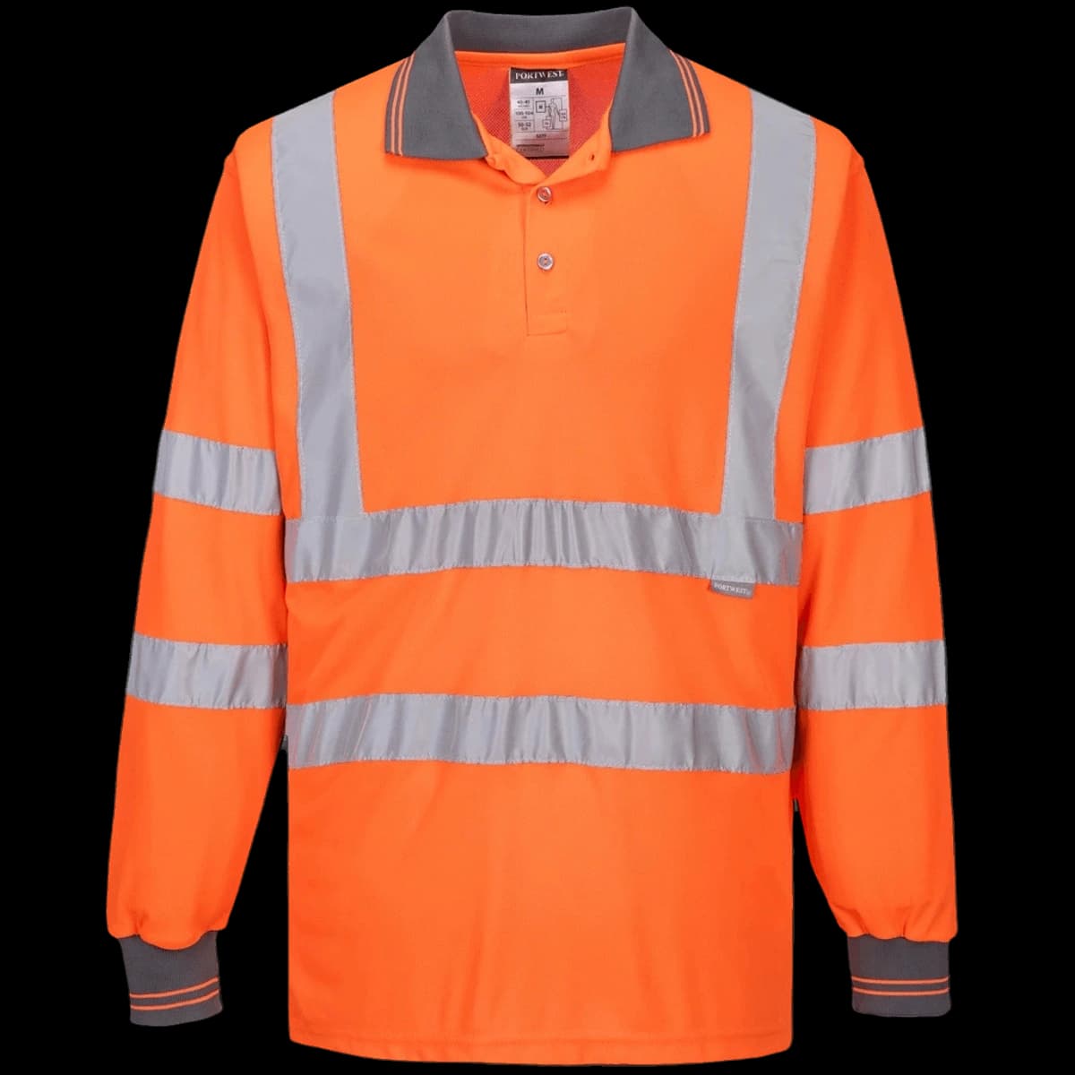 Portwest Hi-Vis Long Sleeve Polo Shirt — front