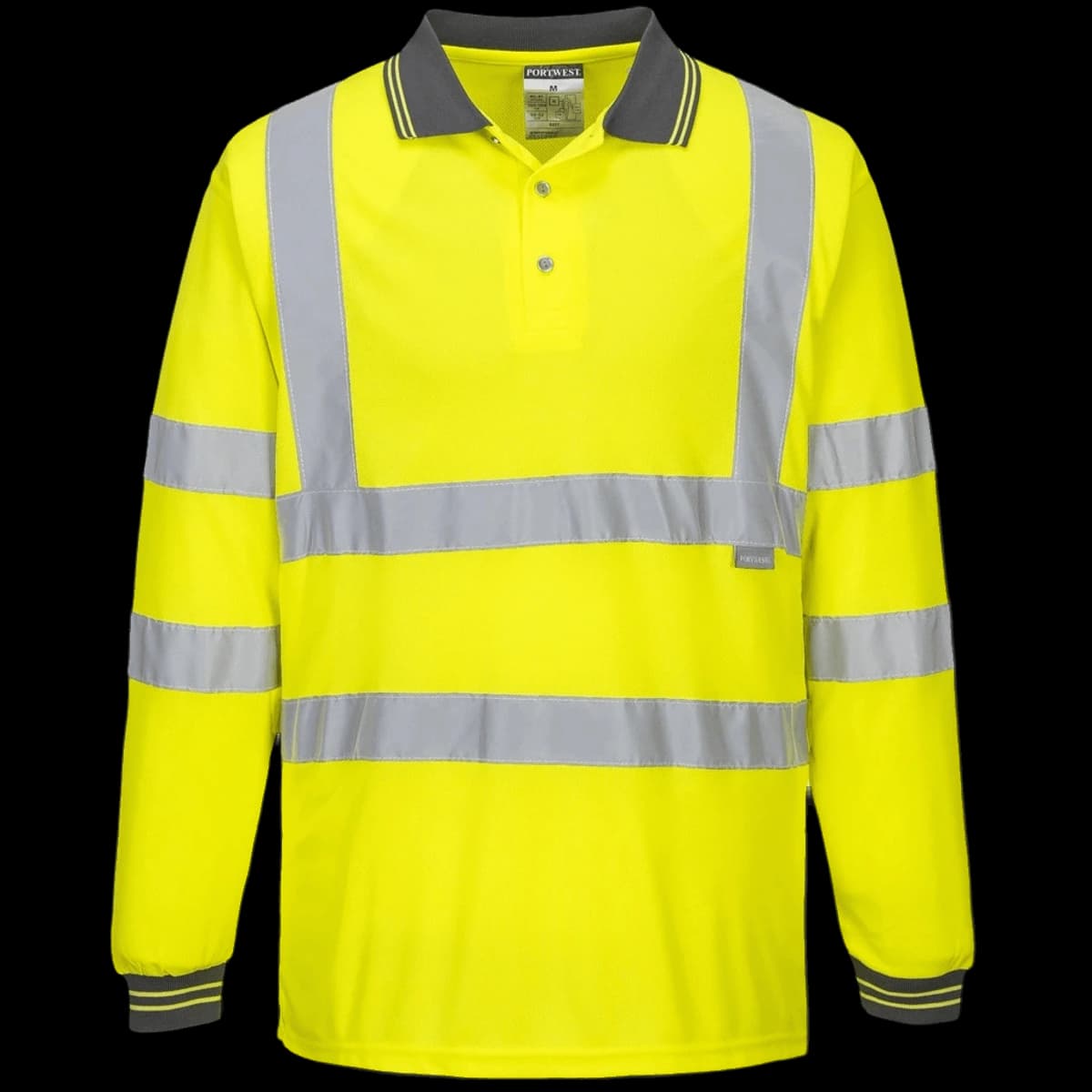 Portwest Hi-Vis Long Sleeve Polo Shirt — front