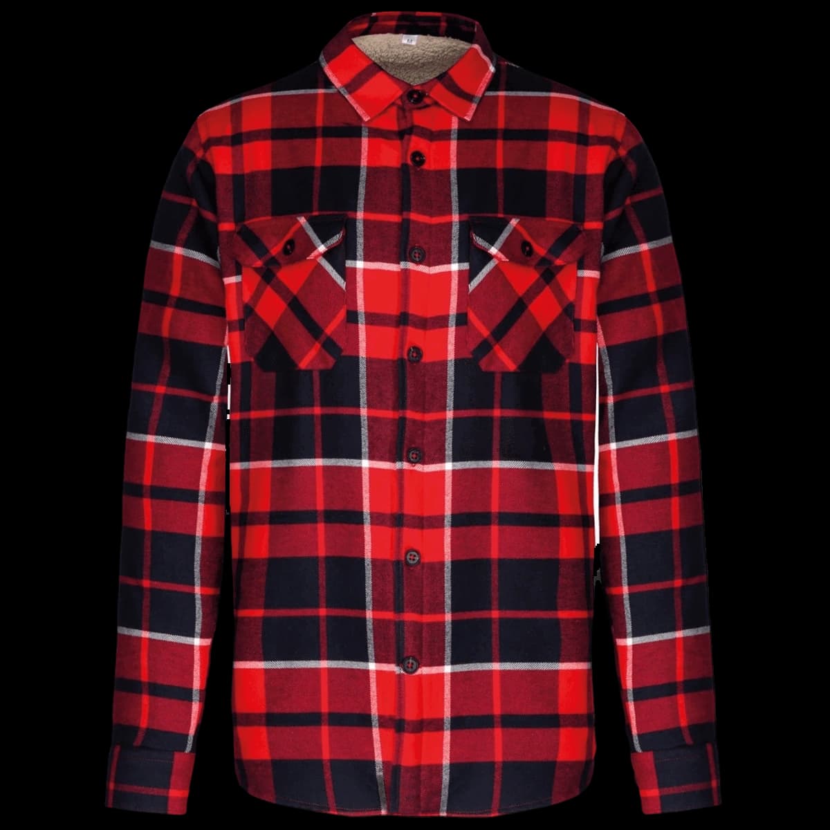 Kariban Sherpa Lined Checked Shirt Jacket — front