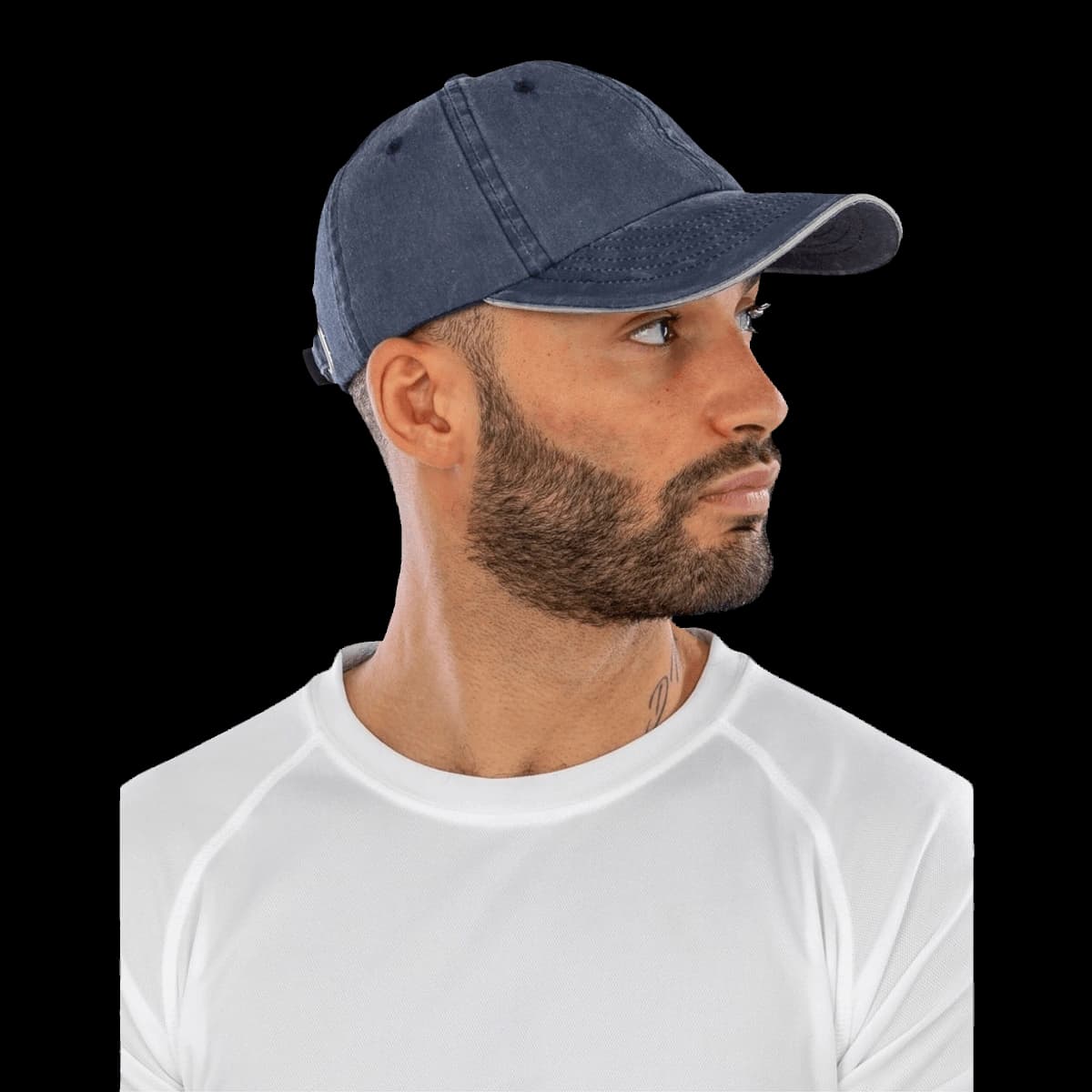 Washed Fine Line Cotton Cap with Sandwich Peak
