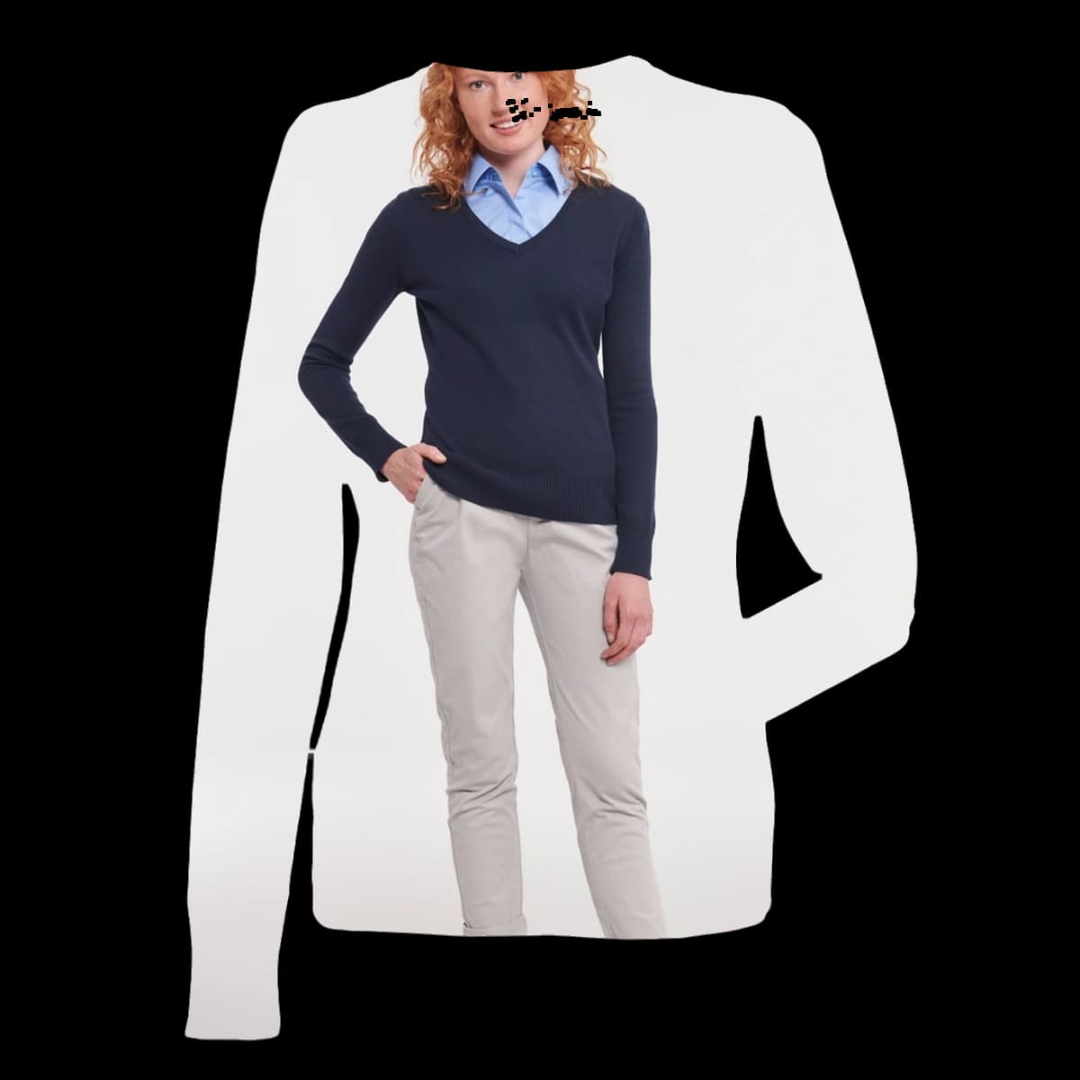 Ladies' V-Neck Knitted Pullover