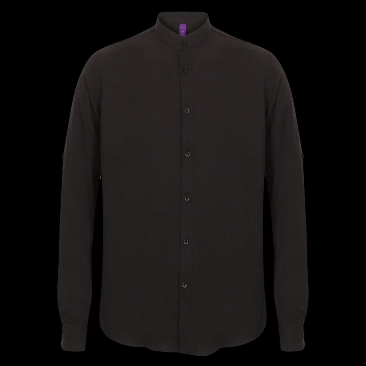 Henbury Mandarin Roll Sleeve Anti-Bac Wicking Shirt — front