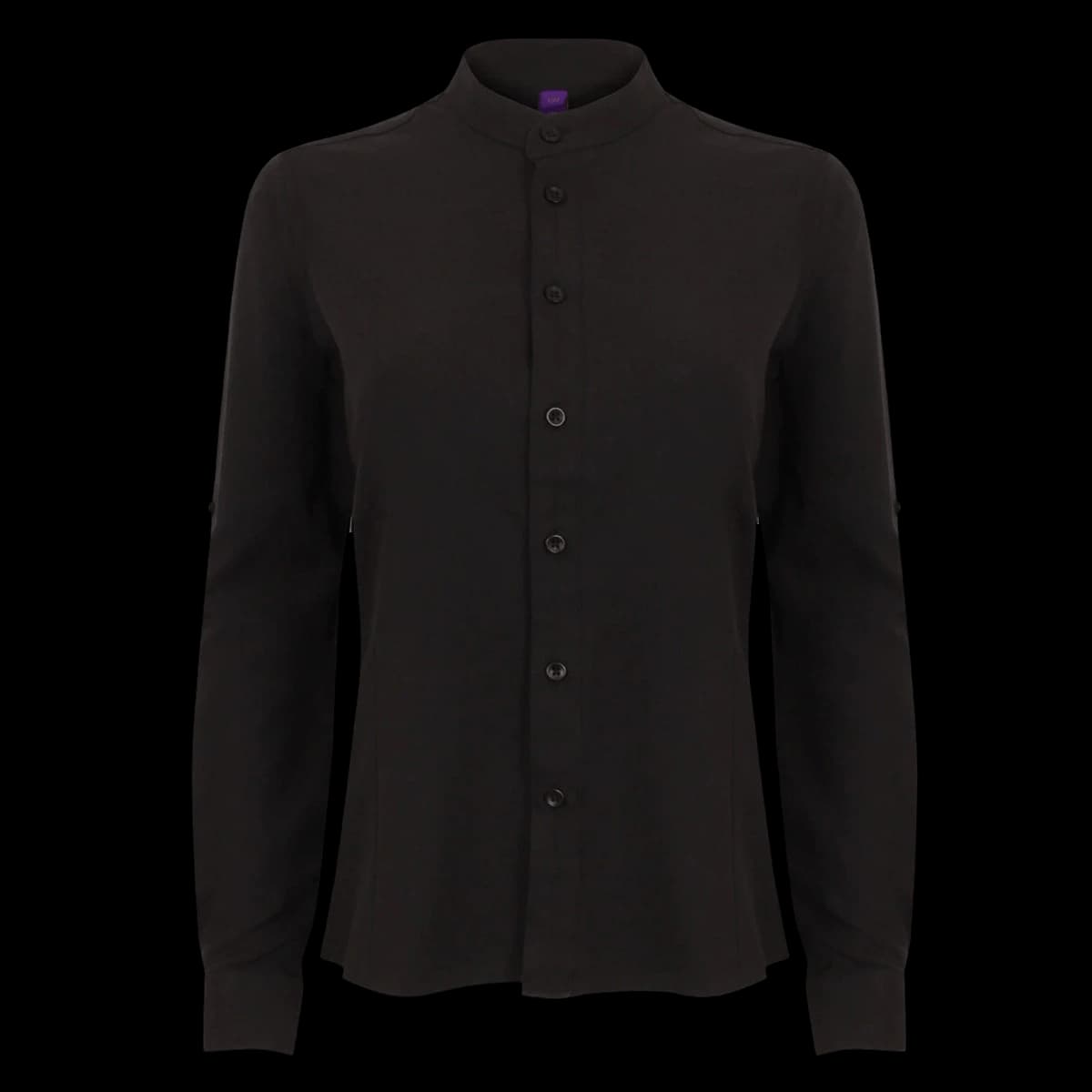 Henbury Ladies Mandarin Roll Sleeve Anti-Bac Wicking Shirt — front