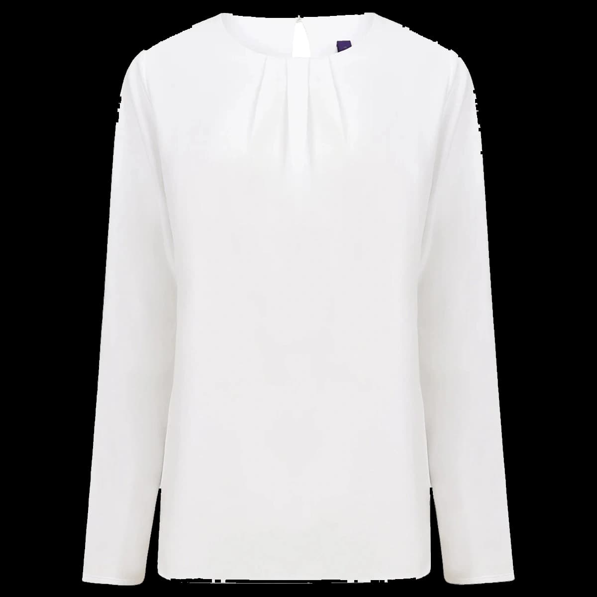 Henbury Ladies Pleat Front Long Sleeve Blouse — front
