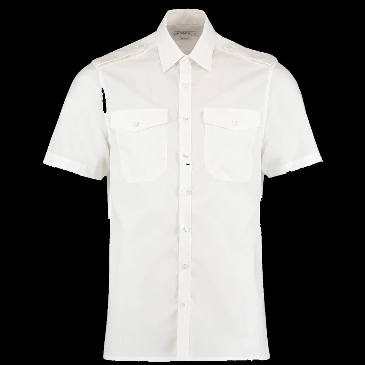 Kustom Kit Short Sleeve Tailored Pilot Shirt — front