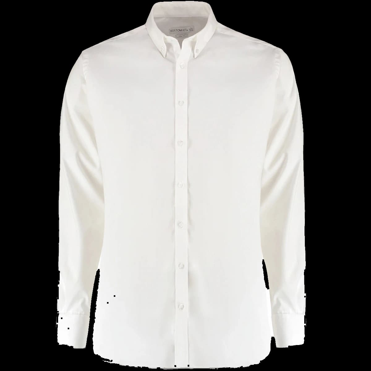 Kustom Kit Slim Fit Stretch Long Sleeve Oxford Shirt — front