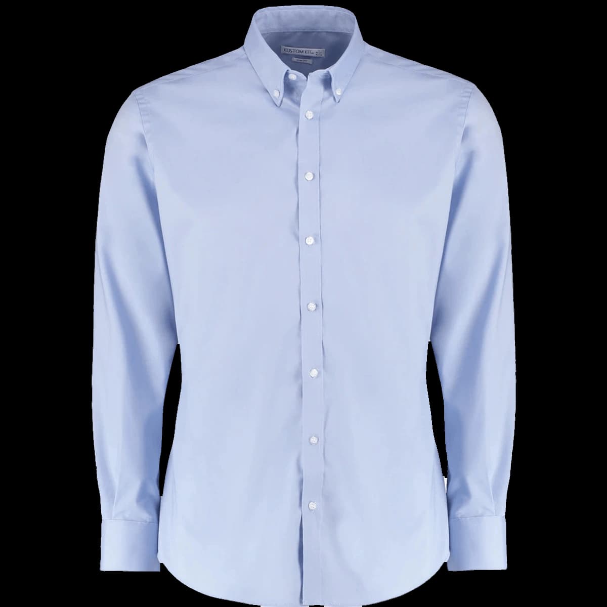 Kustom Kit Slim Fit Stretch Long Sleeve Oxford Shirt — front
