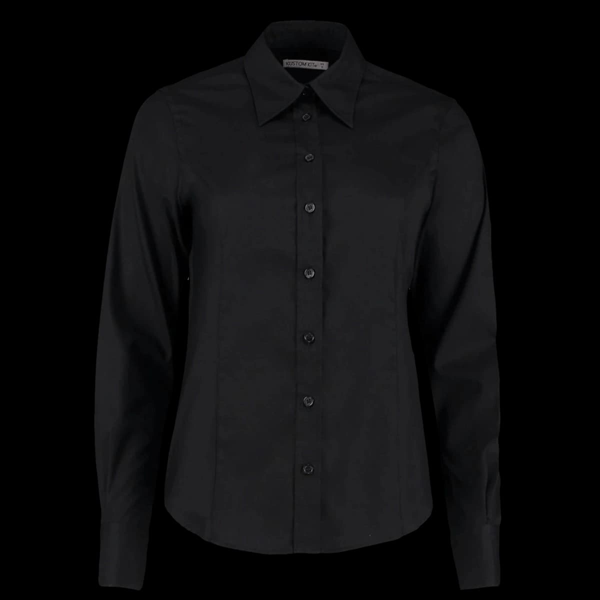Kustom Kit Ladies Premium Long Sleeve Tailored Oxford Shirt — front