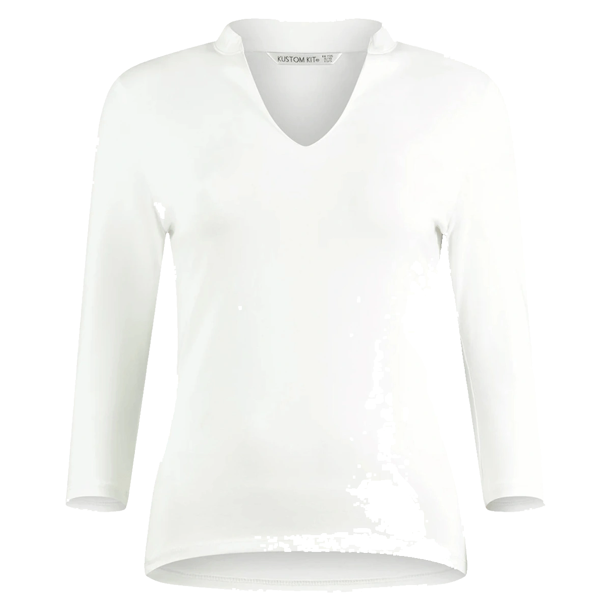 Kustom Kit Ladies 3/4 Sleeve Mandarin Collar Top — front