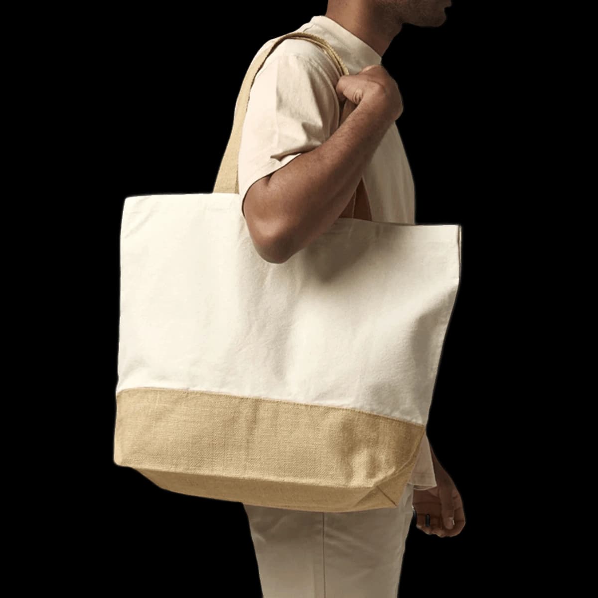 Westford Mill Jute Base Canvas Tote XL Bag — model