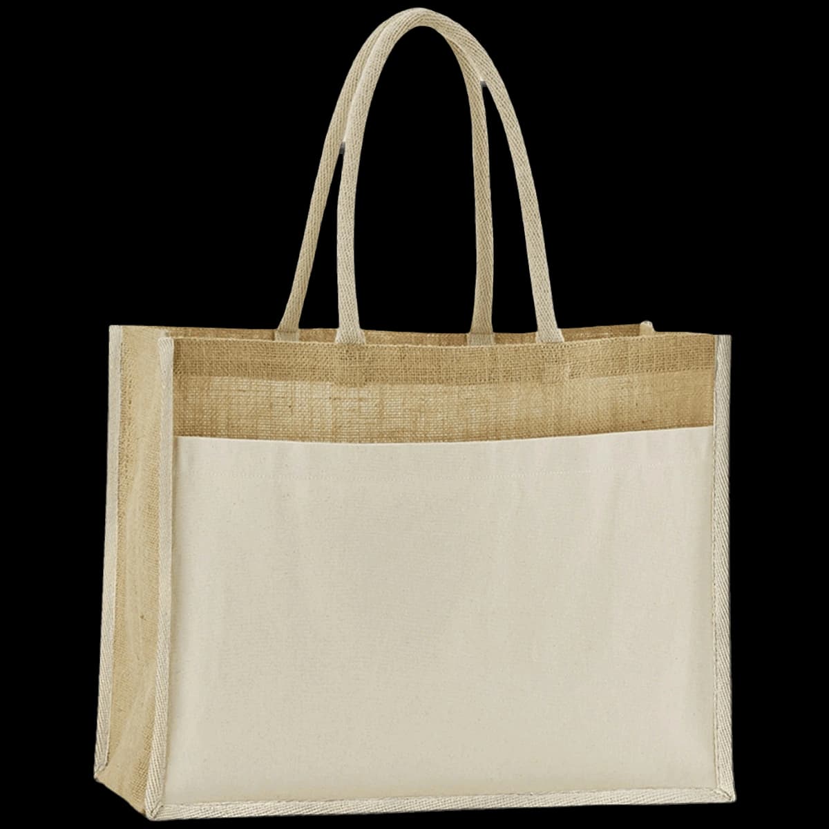 Westford Mill Cotton Pocket Natural Starched Jute Shopper — front