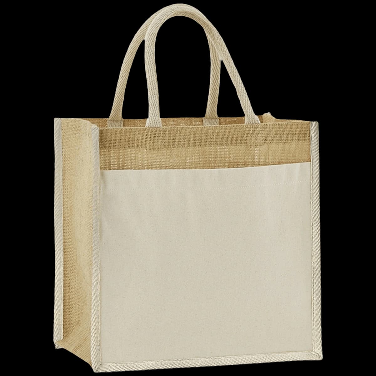 Westford Mill Cotton Pocket Natural Starched Jute Midi Tote Bag — front