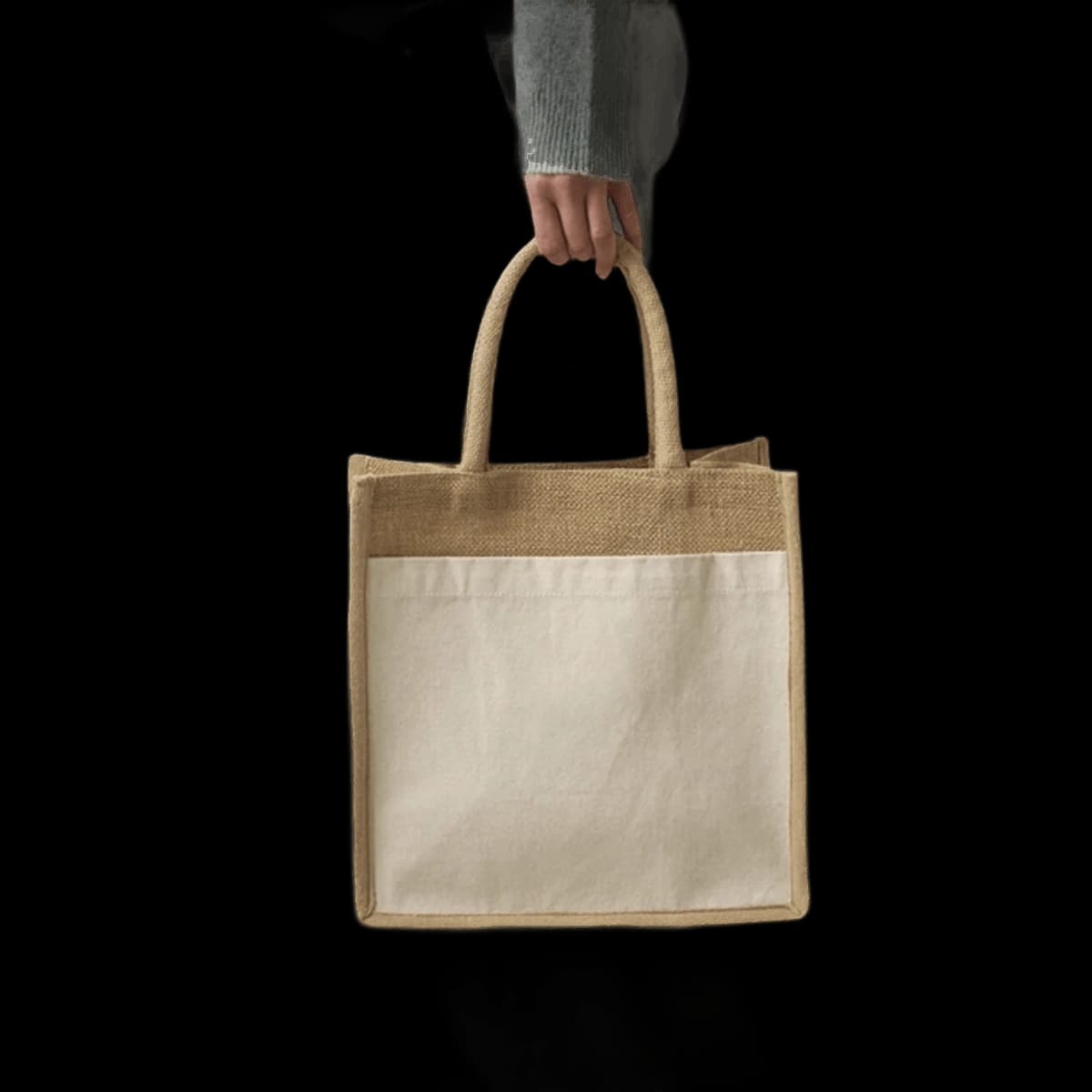 Westford Mill Cotton Pocket Natural Starched Jute Midi Tote Bag — model