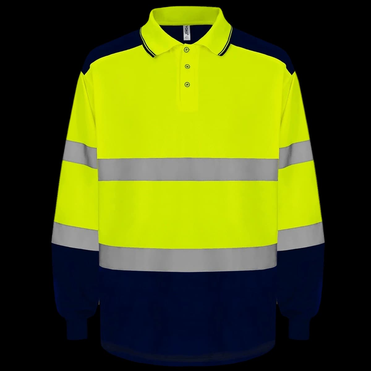 Yoko Two Tone Long Sleeve Polo Shirt — front
