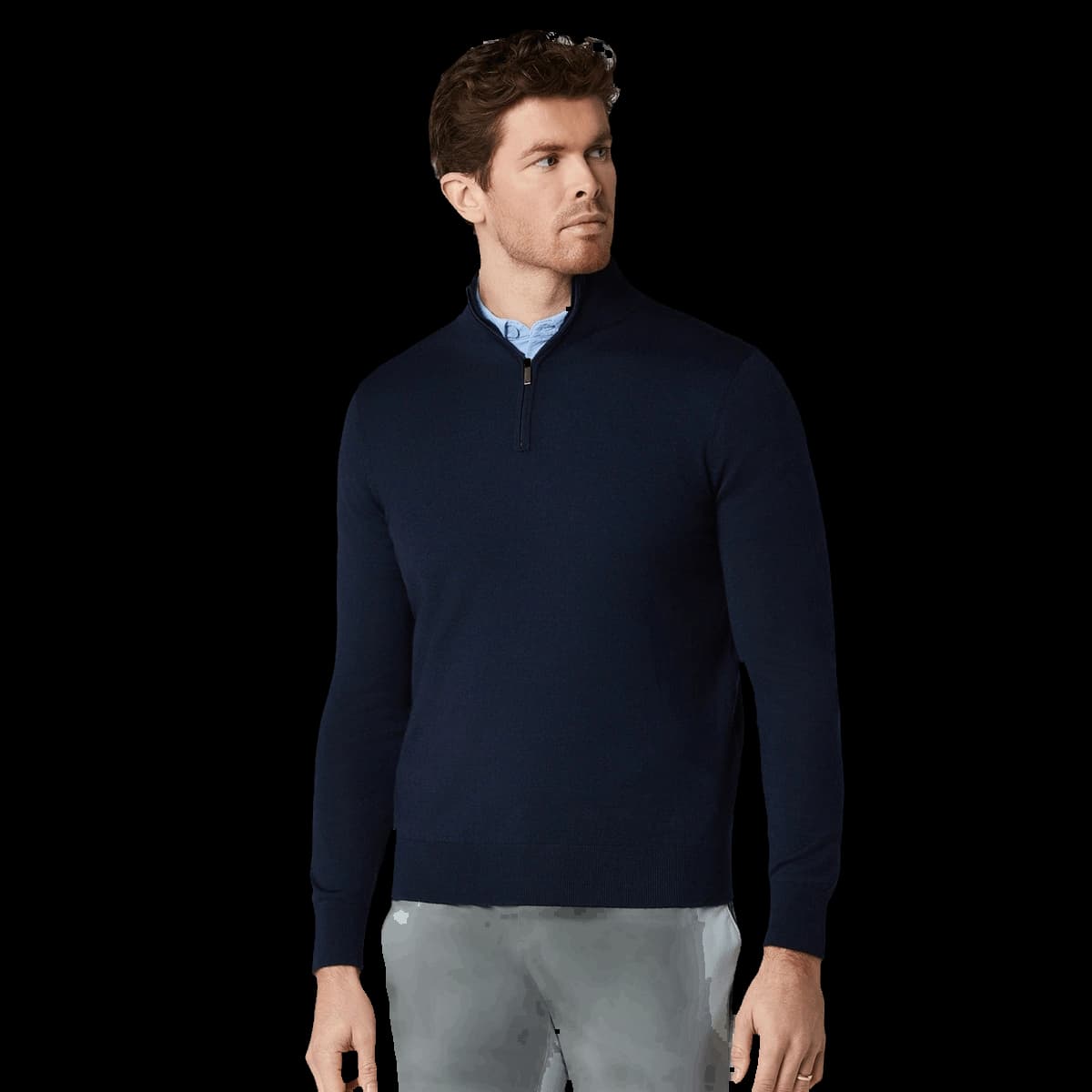 1/4-zip merino blend sweater