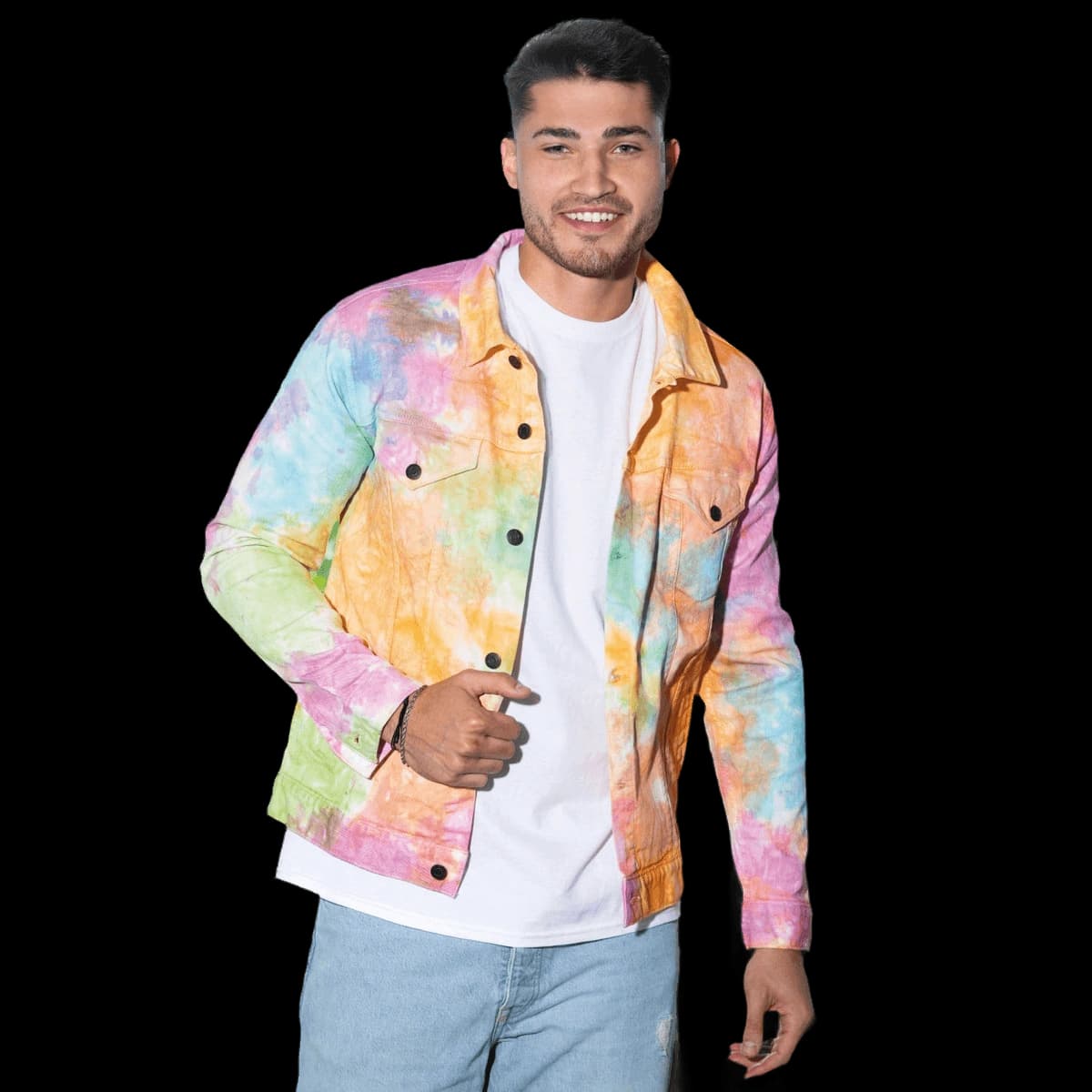 Tie-dye denim jacket