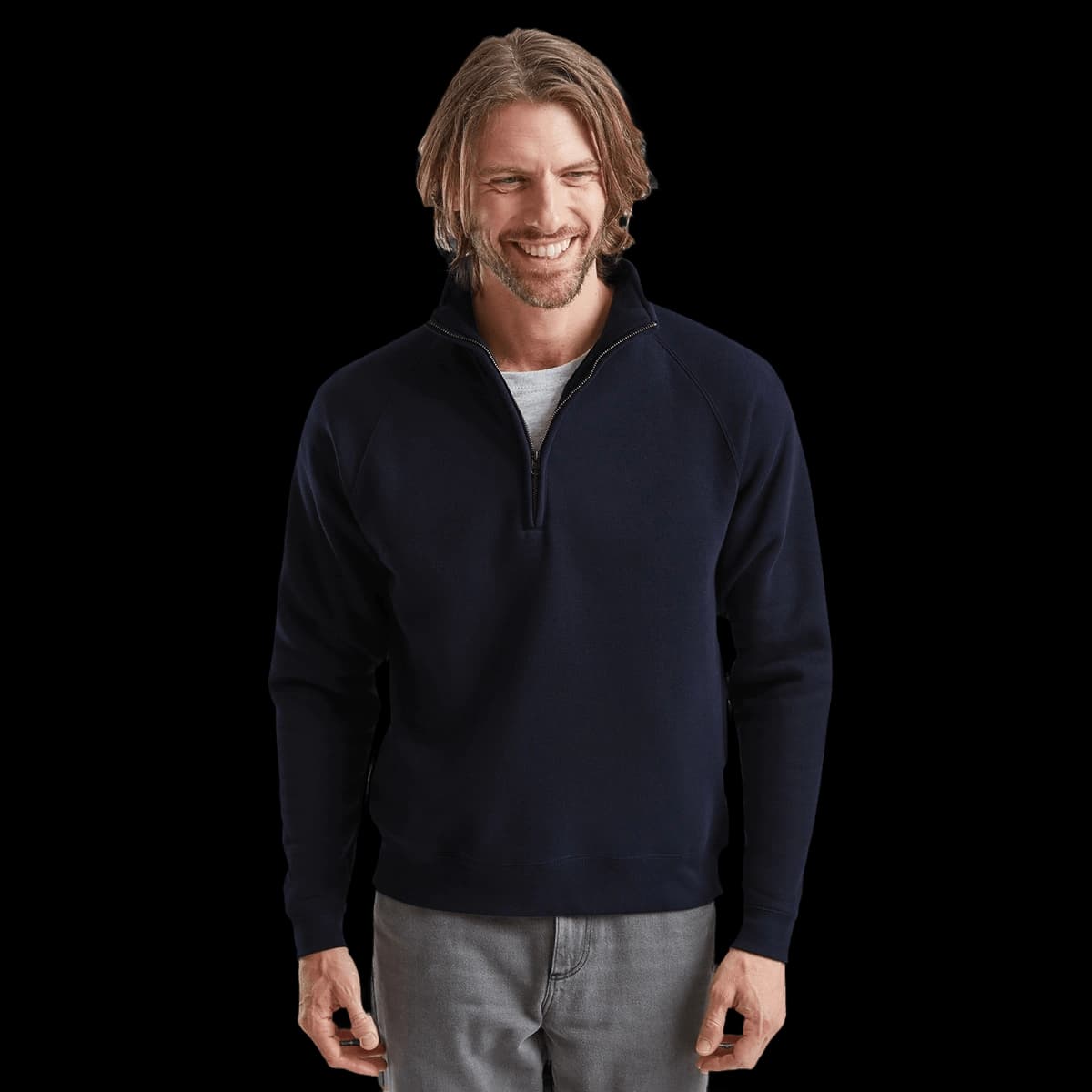 Premium 70/30 zip-neck sweatshirt