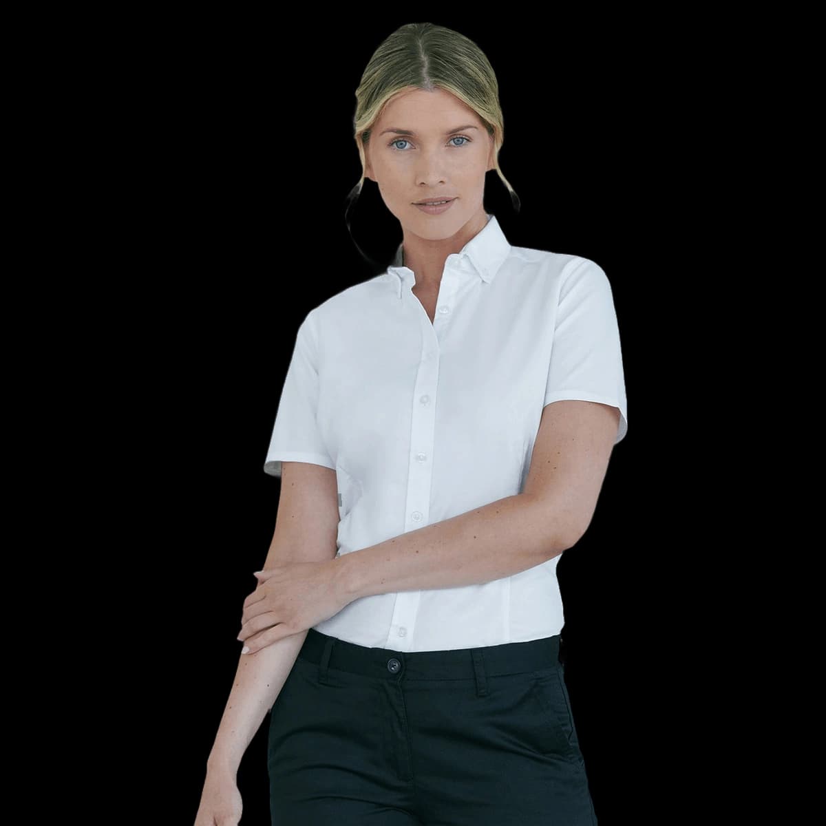 Women's modern short sleeve Oxford shirt