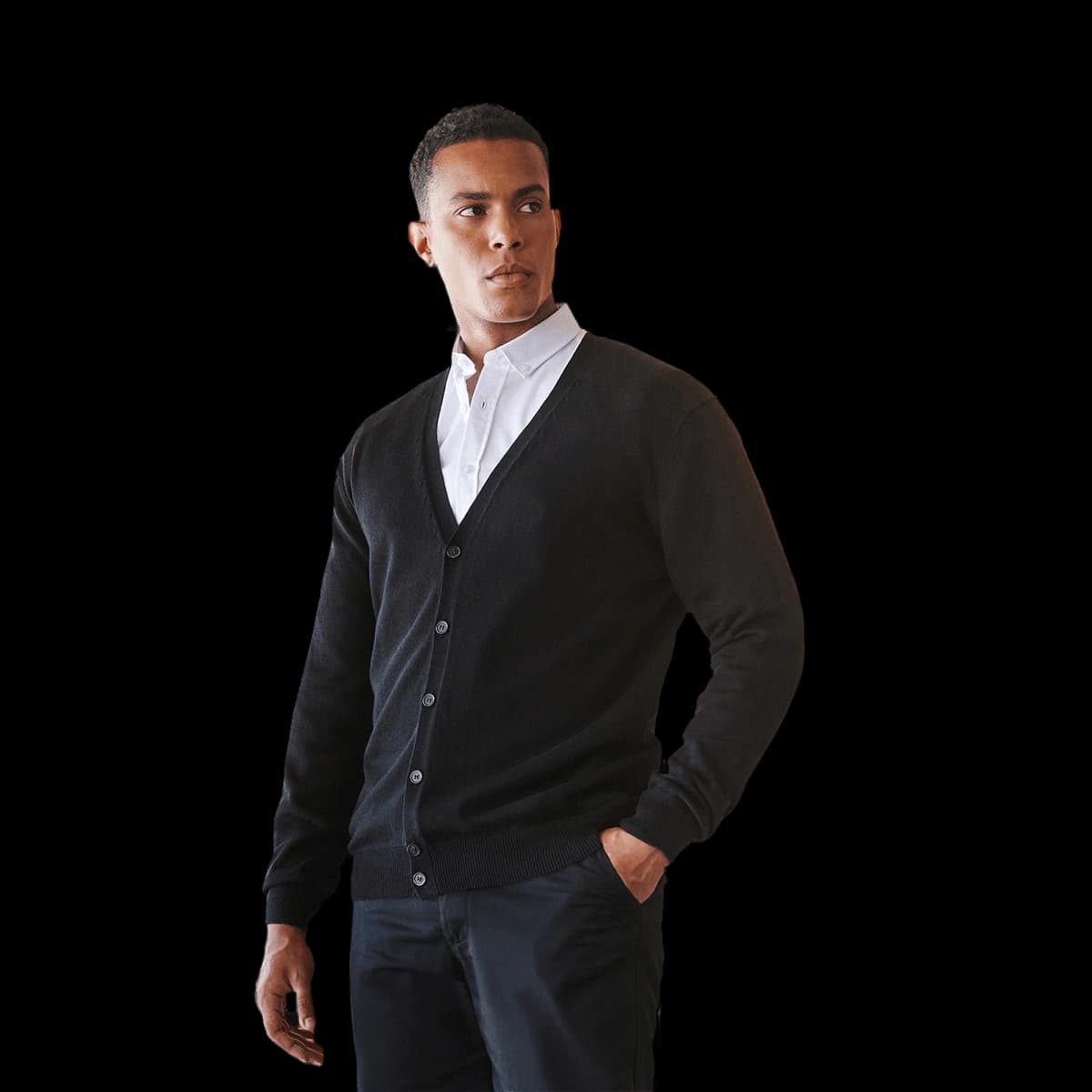 V-button cardigan