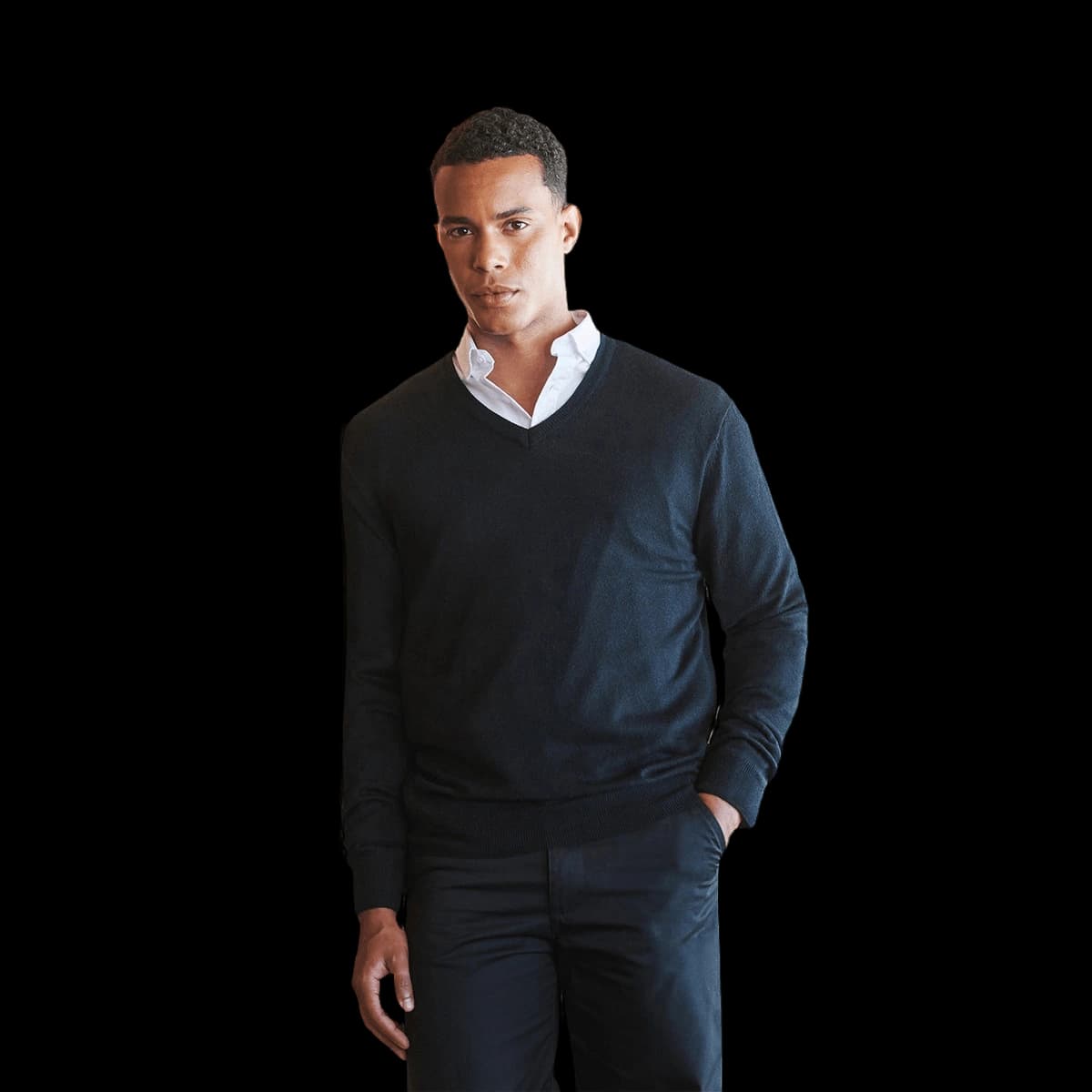 Cashmere touch acrylic v-neck jumper