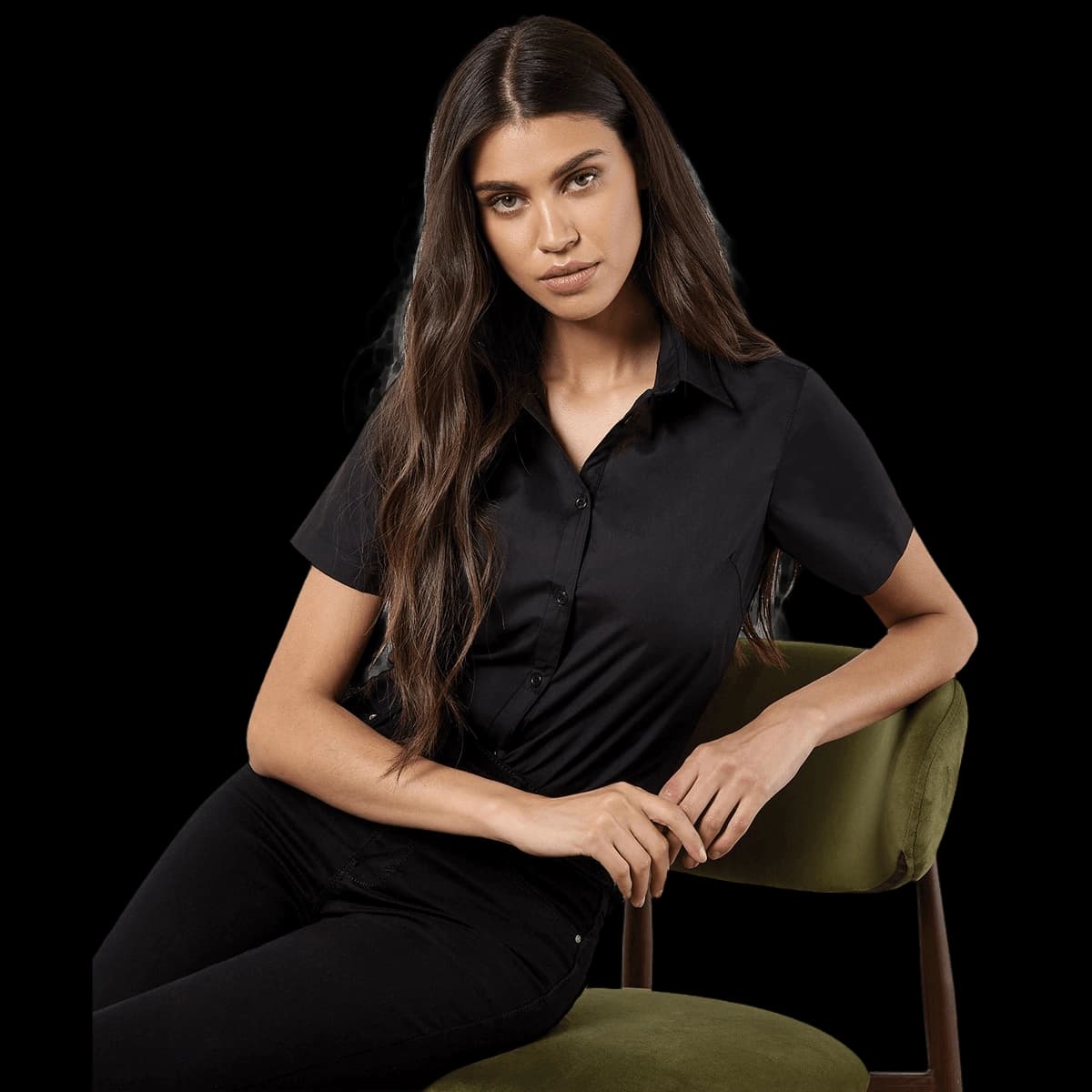 Women's poplin shirt short sleeve