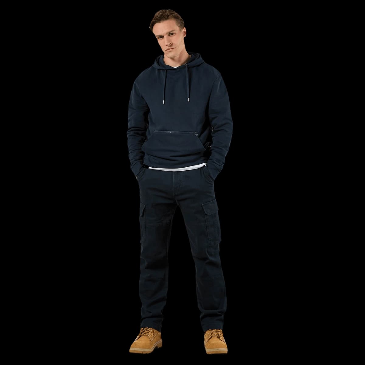 Regular fit piqué hoodie with zipped pocket