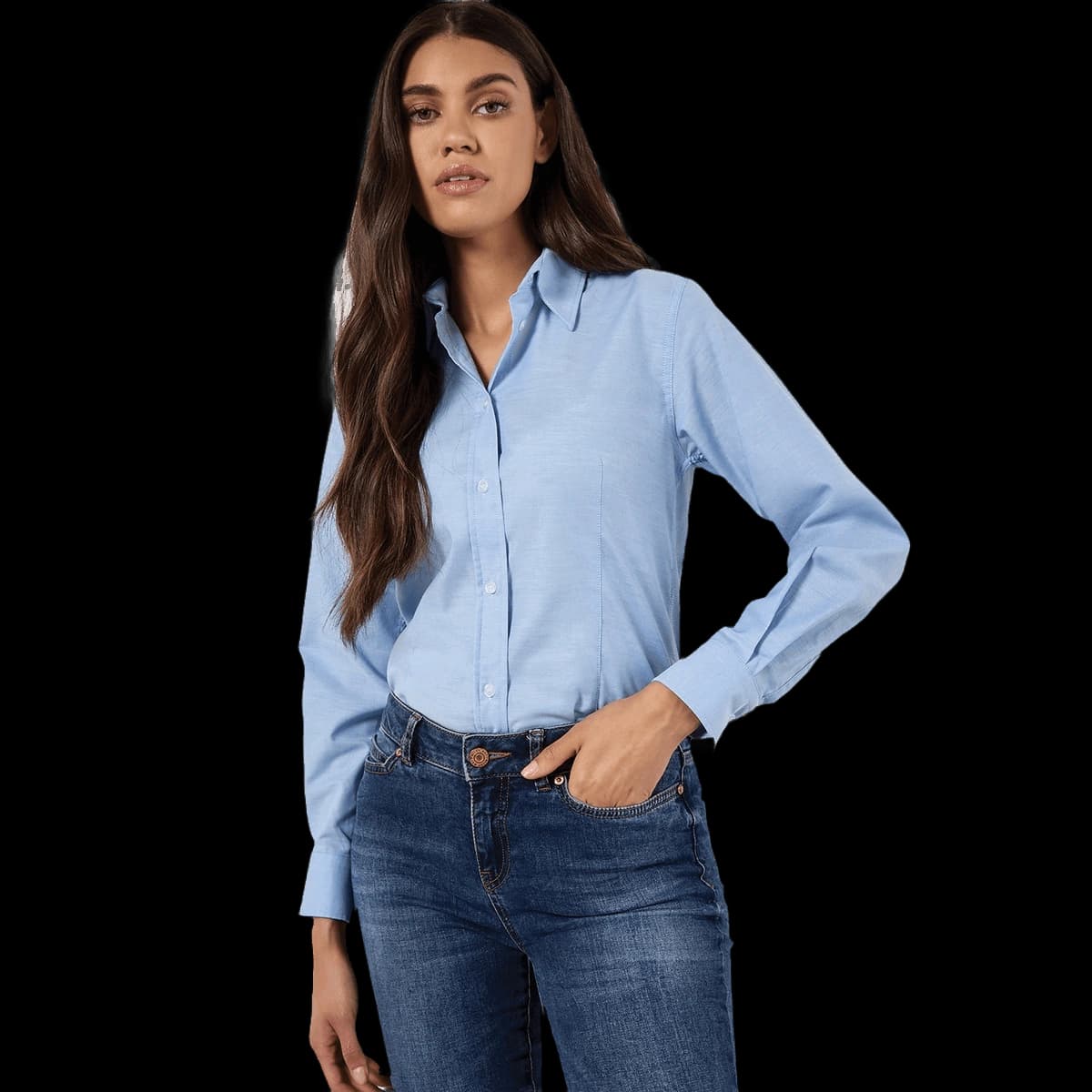 Women's workplace Oxford blouse long-sleeved (tailored fit)