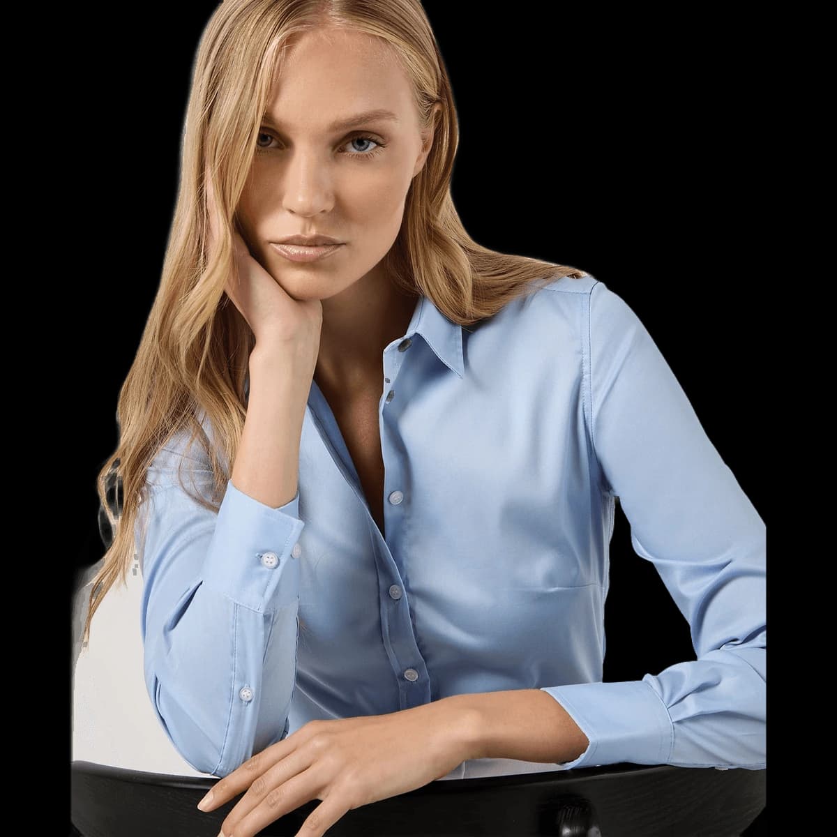 Women's stretch Oxford shirt long-sleeved (tailored fit)