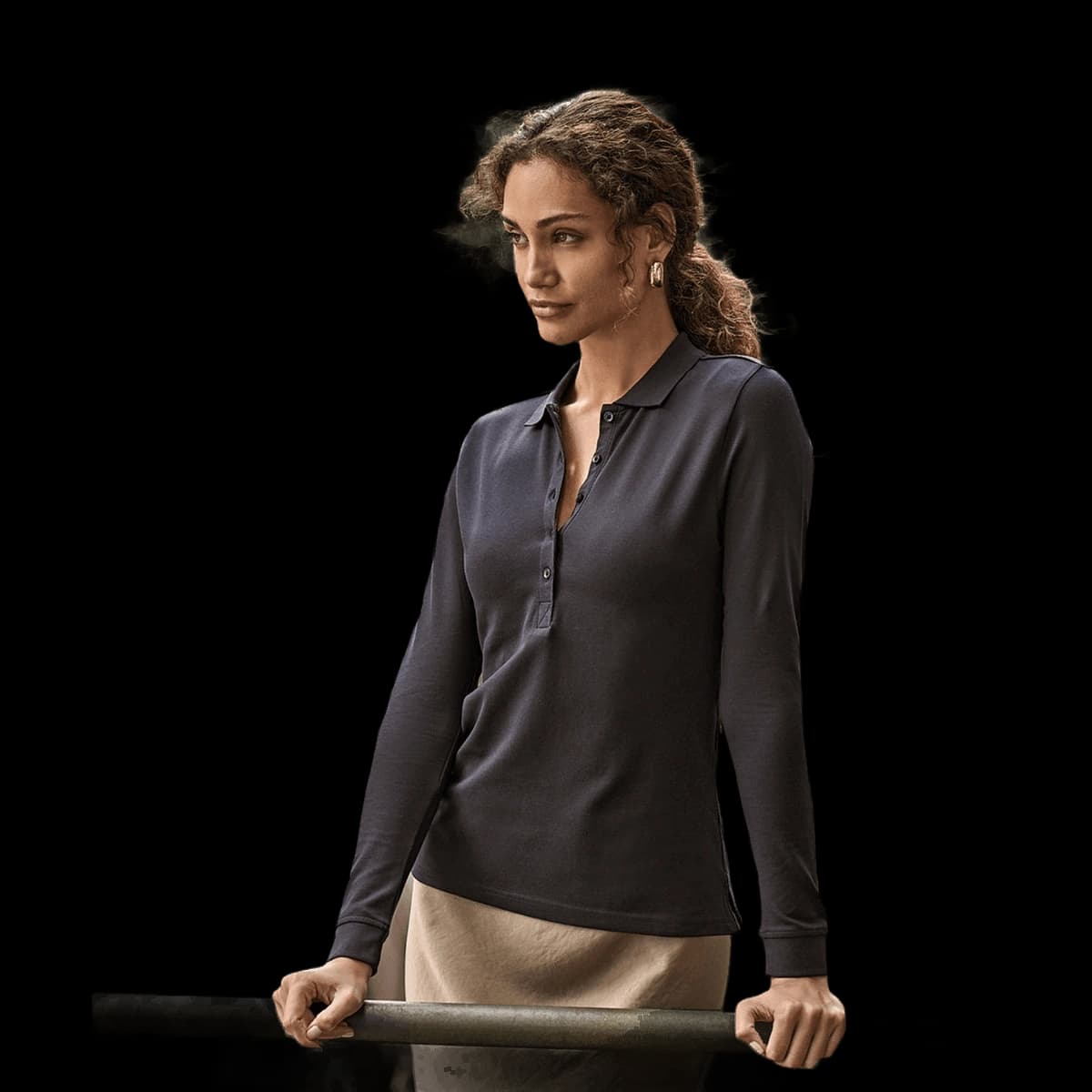Women’s luxury stretch long sleeve polo (146)