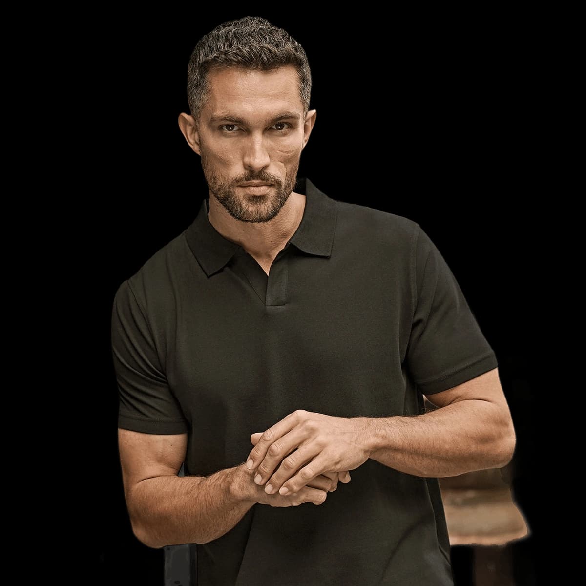 Luxury stretch v-neck polo (1404)