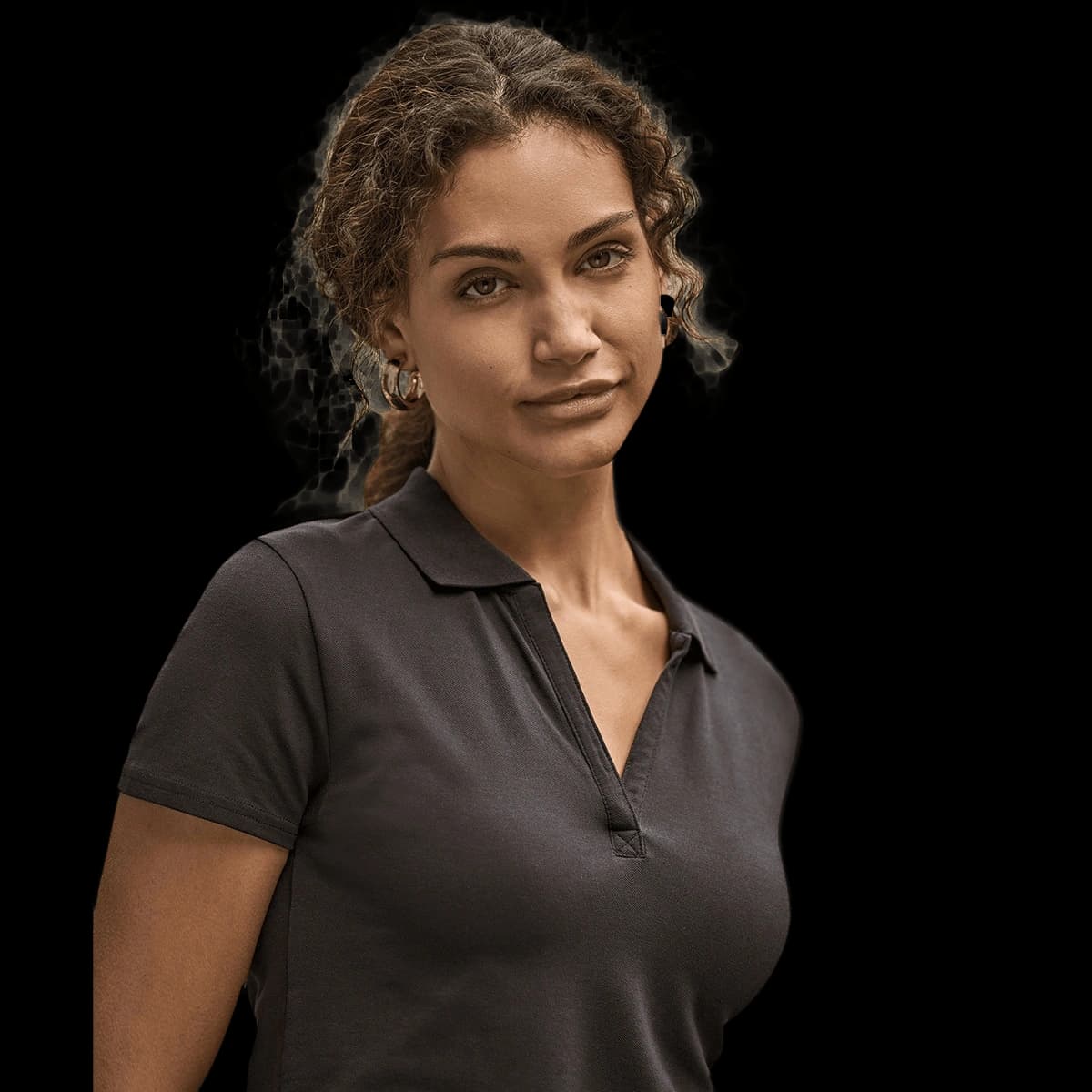 Women’s luxury stretch v-neck polo (1409)