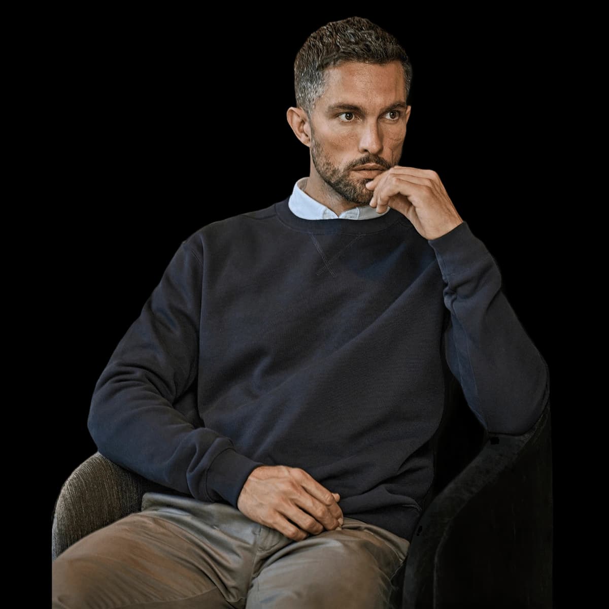 Ribbed interlock crew neck (5504)