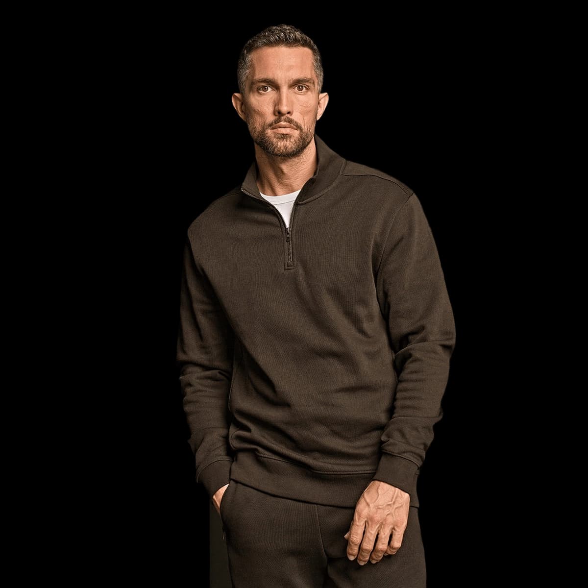 Ribbed interlock half-zip (5506)