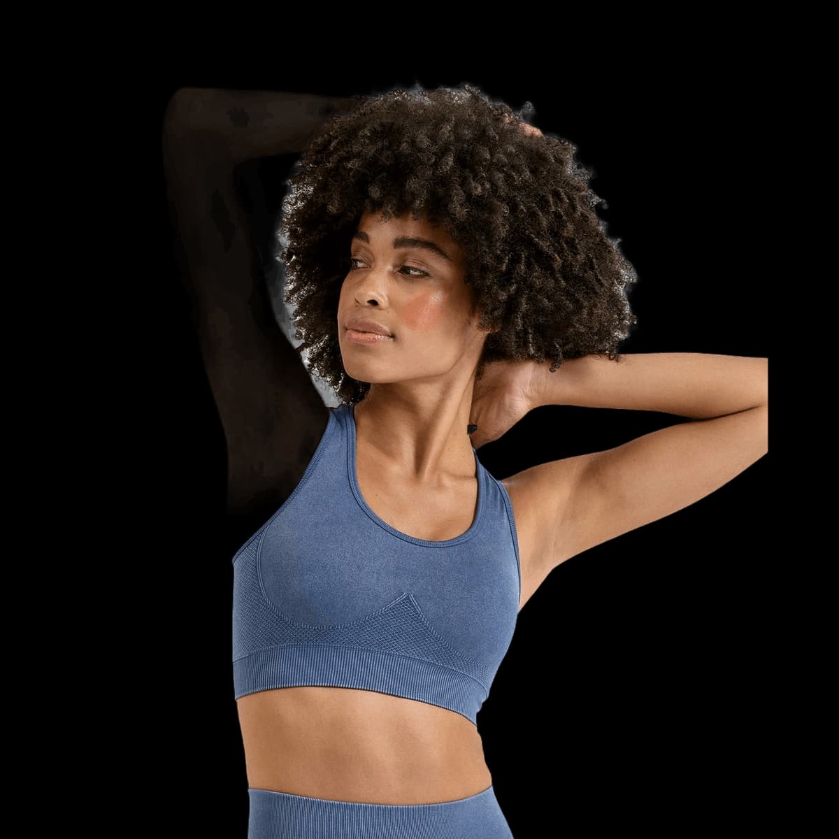 "Tridri® seamless "3D fit" multi-sport sculpt bra top denim"