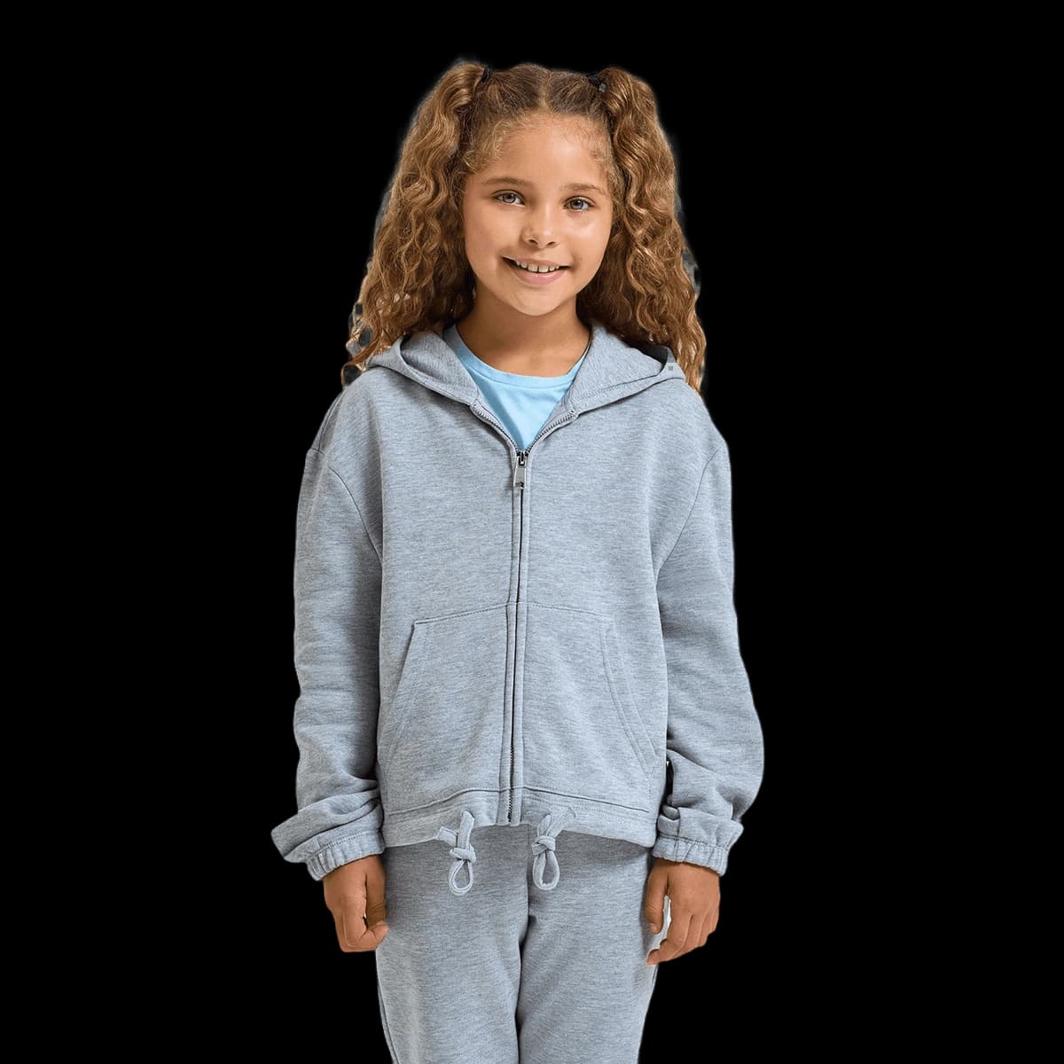 Kids TriDri® recycled cropped oversize full-zip hoodie